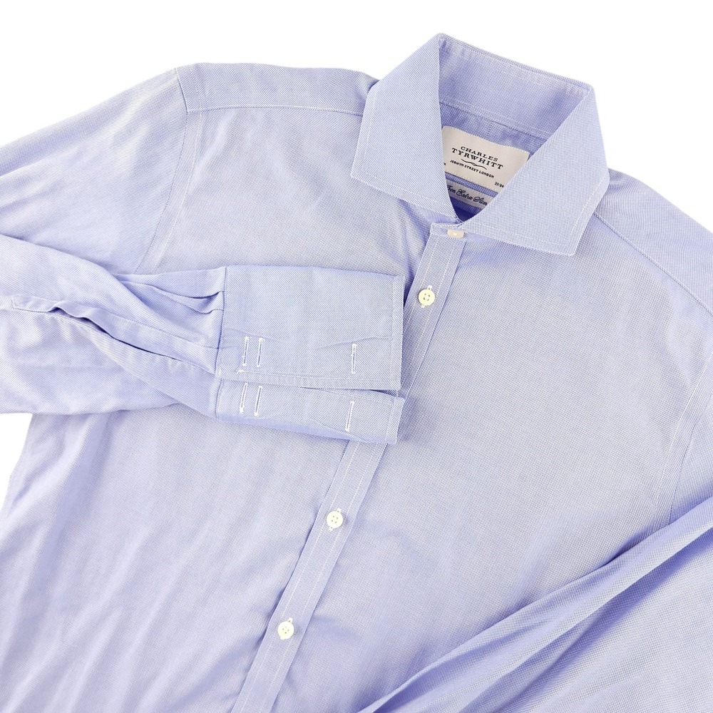 Charles Tyrwhitt Dress Shirt Mens 15.5 32/33 Blue Extra Slim Non Iron Cotton